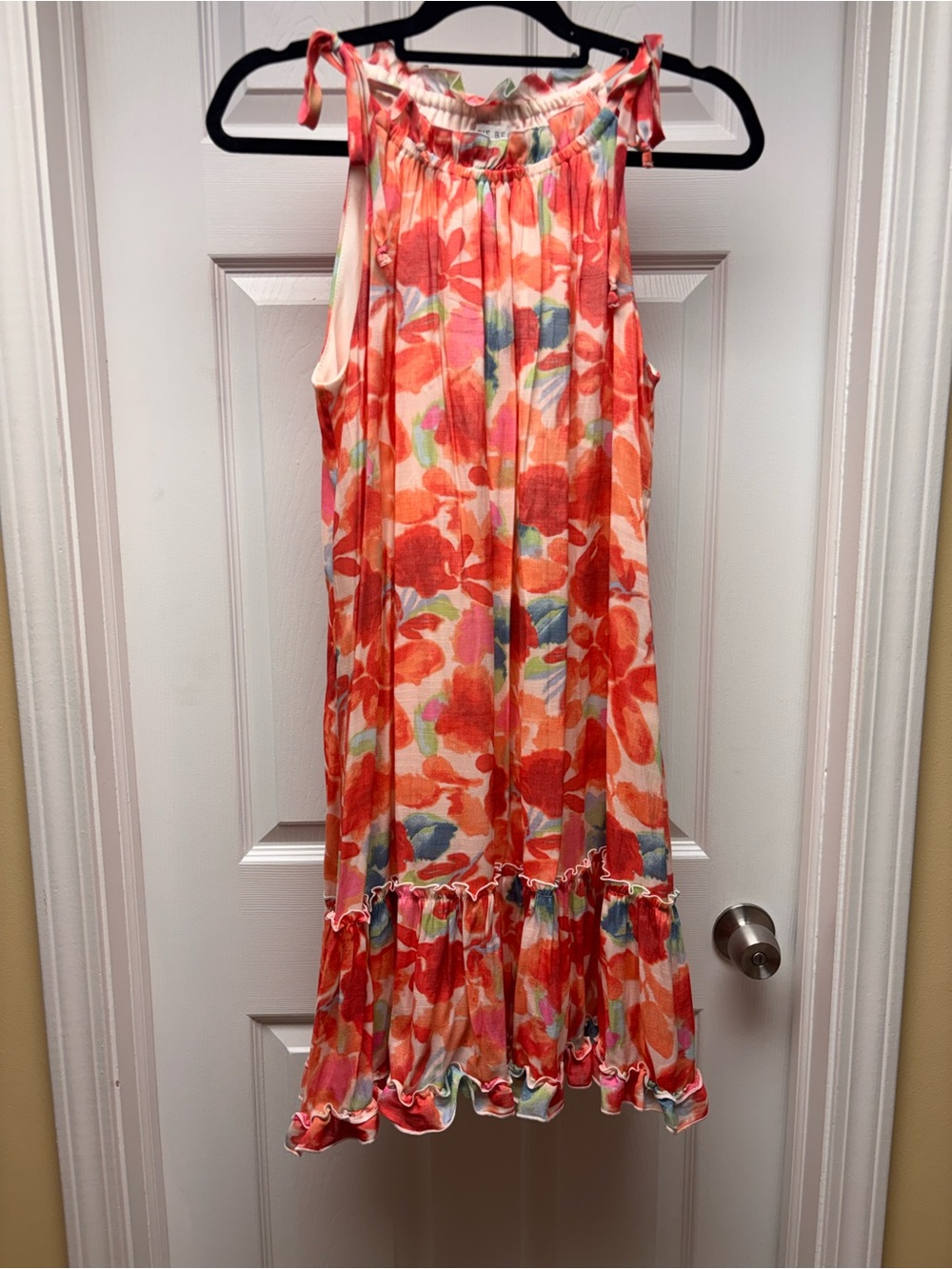 Robbie Bee Floral Sleeveless Midi Dress | Watercolor Print | Tie Shoulder- Large
